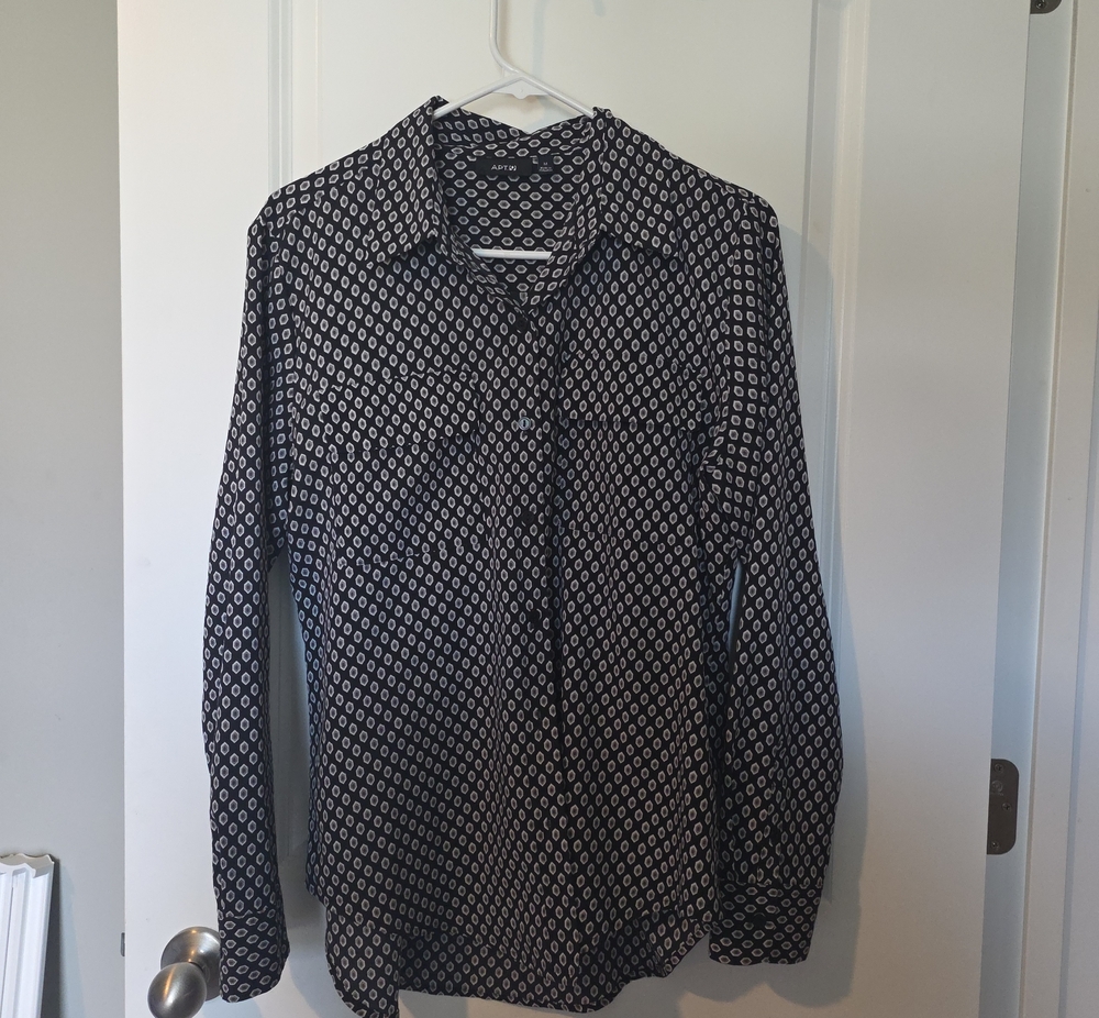 Apt. 9 Black and White Geometric Button-Down Shirt